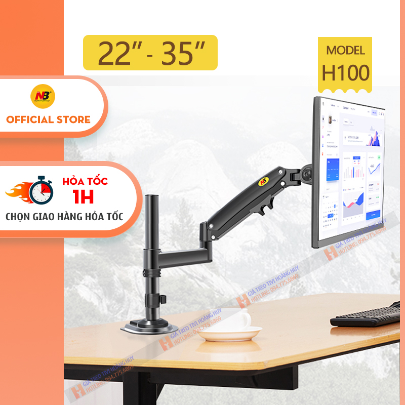 Giá treo màn hình 22 - 35 inch NB H100 Hàng Chính Hãng - Giá đỡ màn hình H100 Xoay 360 Độ [ Cao Cấp Hơn NB F80 ]