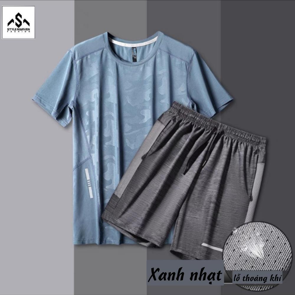 Mẫu mới bộ quần áo thun mát lạnh thể thao họa tiết rằn ri 4her set nam ̣002