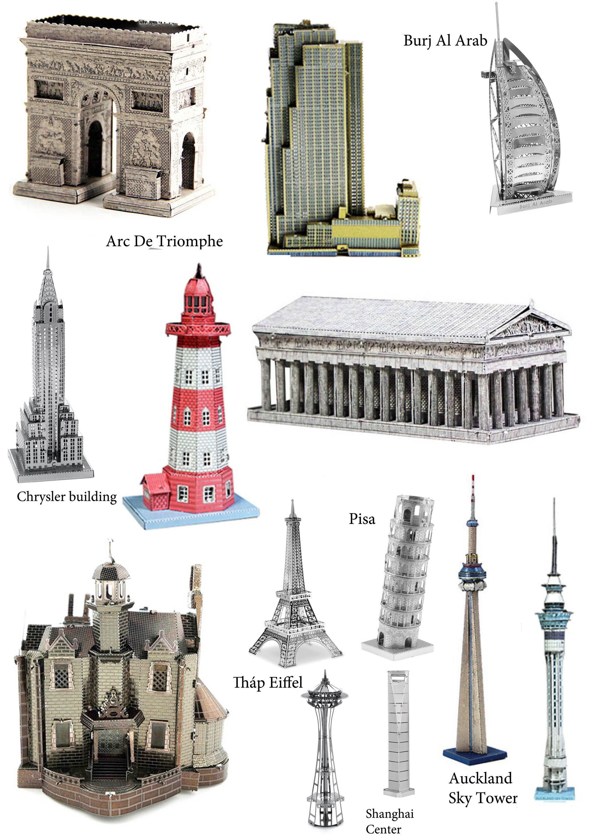 Mô hình lắp ghép kim loại 3d kiến trúc cỡ nhỏ