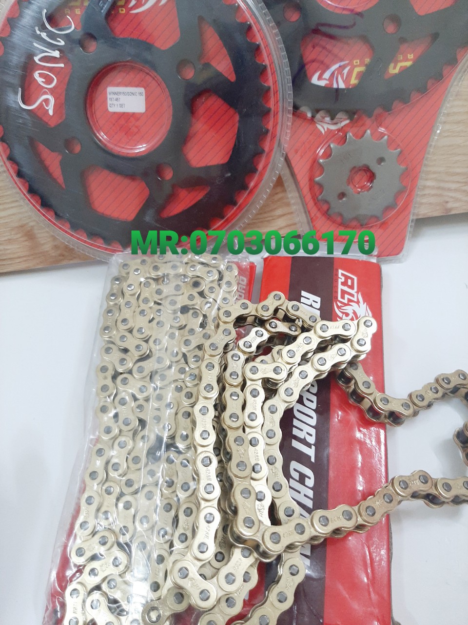 Bộ nhông sên dĩa vàng gắn xe sonic gắn vừa như zin