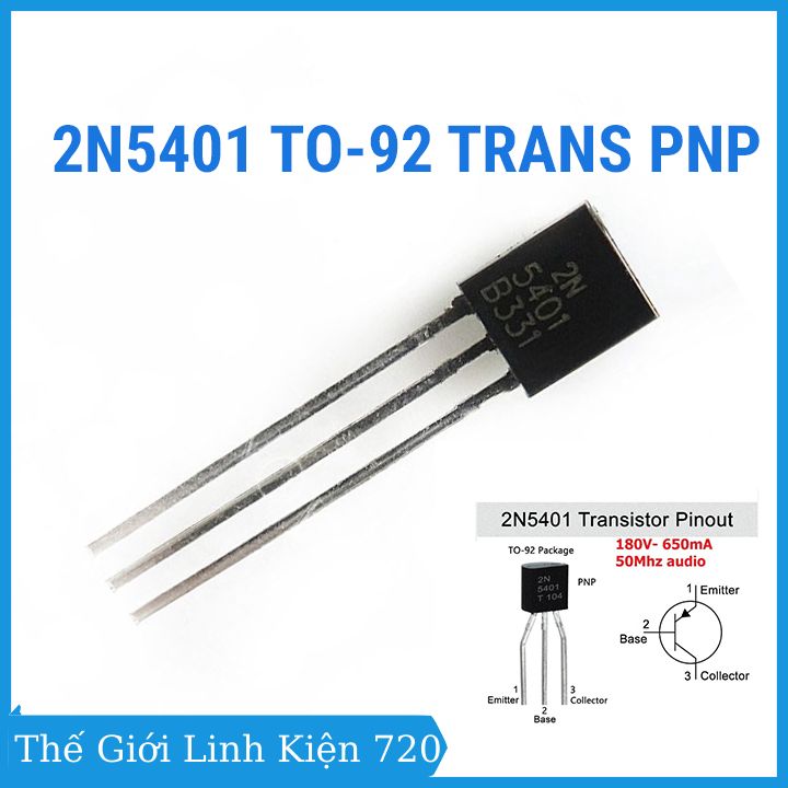 2n5401 to-92 - transistor bán dẫn pnp 0.6a ứng dụng điện áp cao