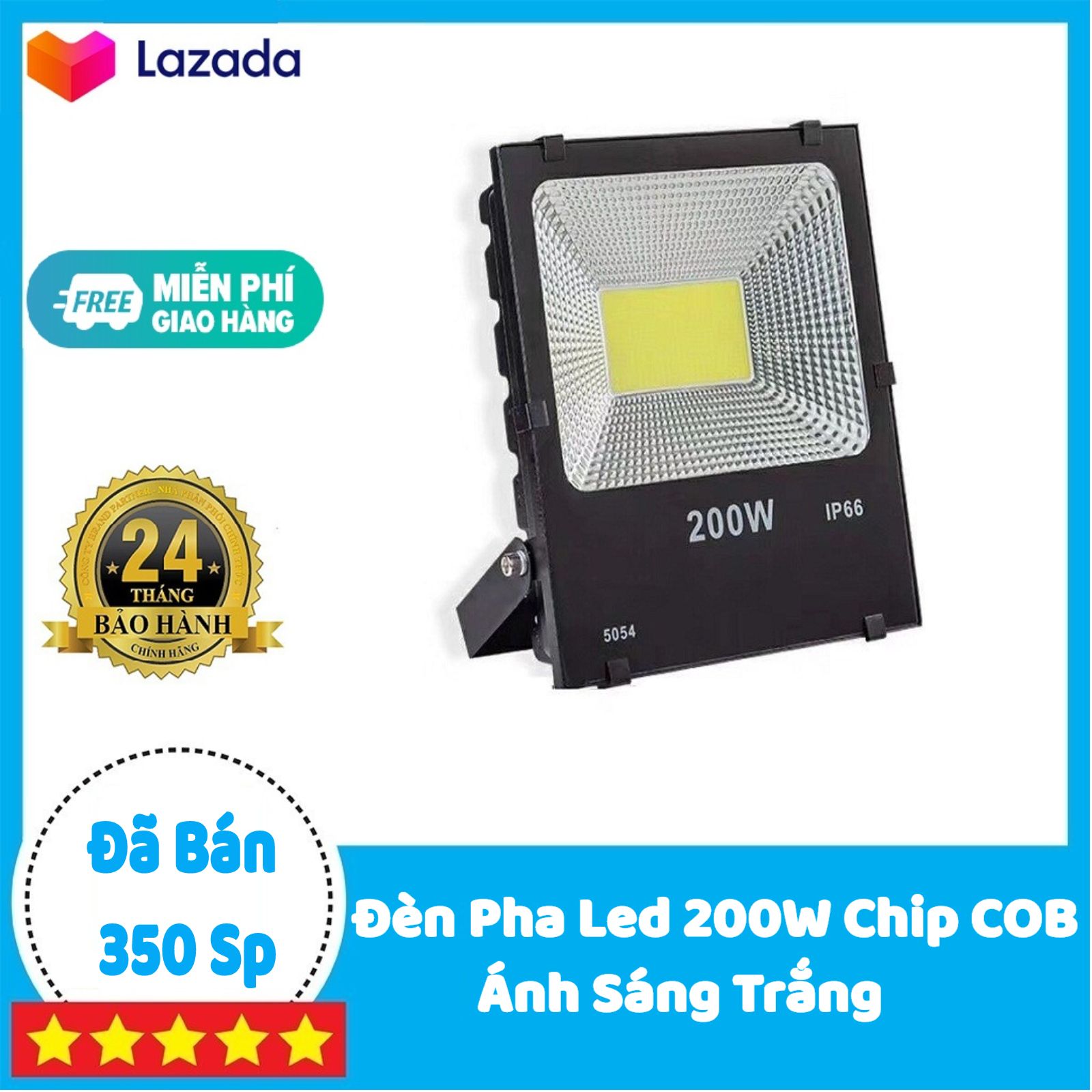 Đèn pha led 200w chip cob siêu sáng- đèn ánh sáng trắng chống nước ip66, | bảo hành 12 tháng