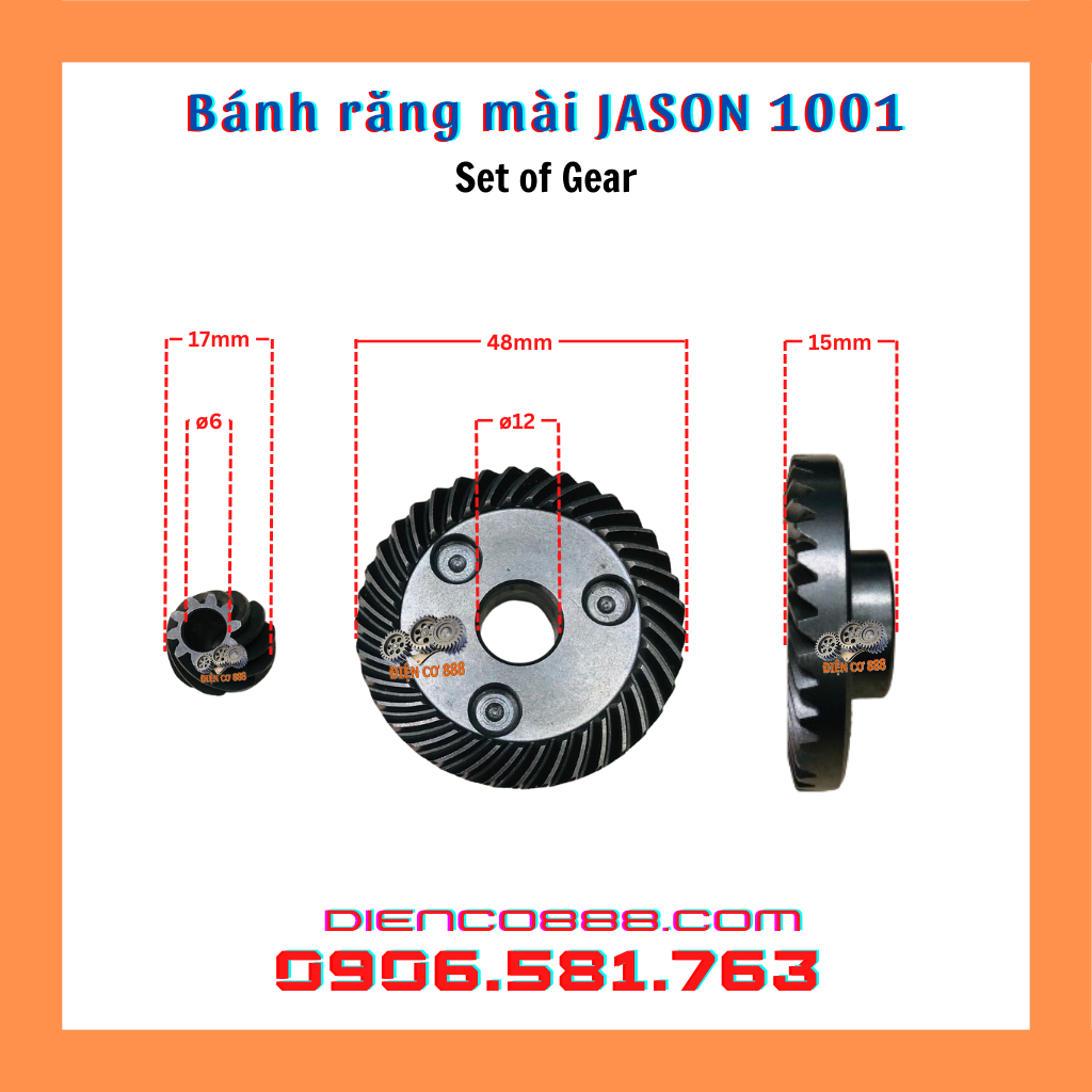 (Set of Gear) Bộ nhông bánh răng máy mài JASON 1001, HANKE 1001, 1002