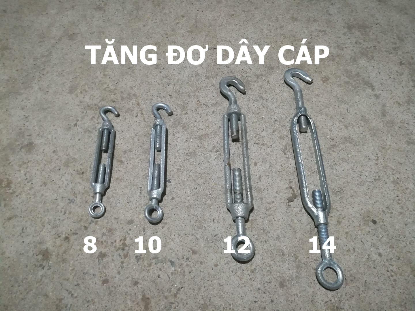Tăng đơ dây cáp, tăng cáp, tăng đơ cáp phi 8, phi 10, phi 12, phi 14, dùng để tăng đơ dây cáp tăng độ căng dây, chất liệu thép đúc mạ kẽm chịu tải cao