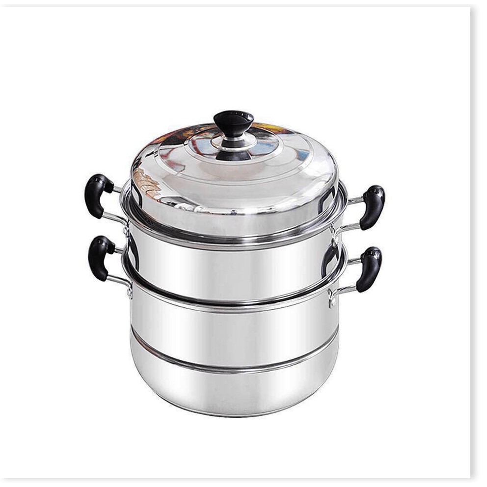 Nồi hấp inox đa năng 2 tầng 3 đáy cao cấp, Nồi hấp 3 tầng đường kính 28cm