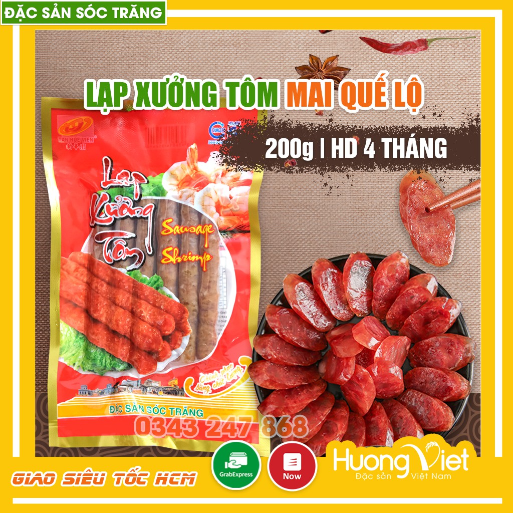 Lạp xưởng tôm Sóc Trăng Tân Huê Viên cao cấp 200g lạp xưởng Mai Quế Lộ