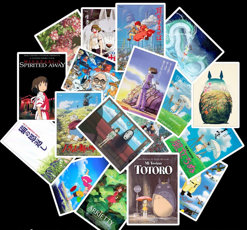 Sticker dán Studio Ghibli 2 Sticker dán chống nước, chống UV, Dùng dán Xe, dán mũ bảo hiểm, dán Laptop