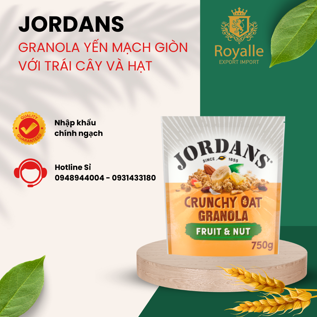 NGŨ CỐC GRANOLA JORDANS CRUNCHY OAT GRANOLA FRUIT & NUT - GÓI 750G