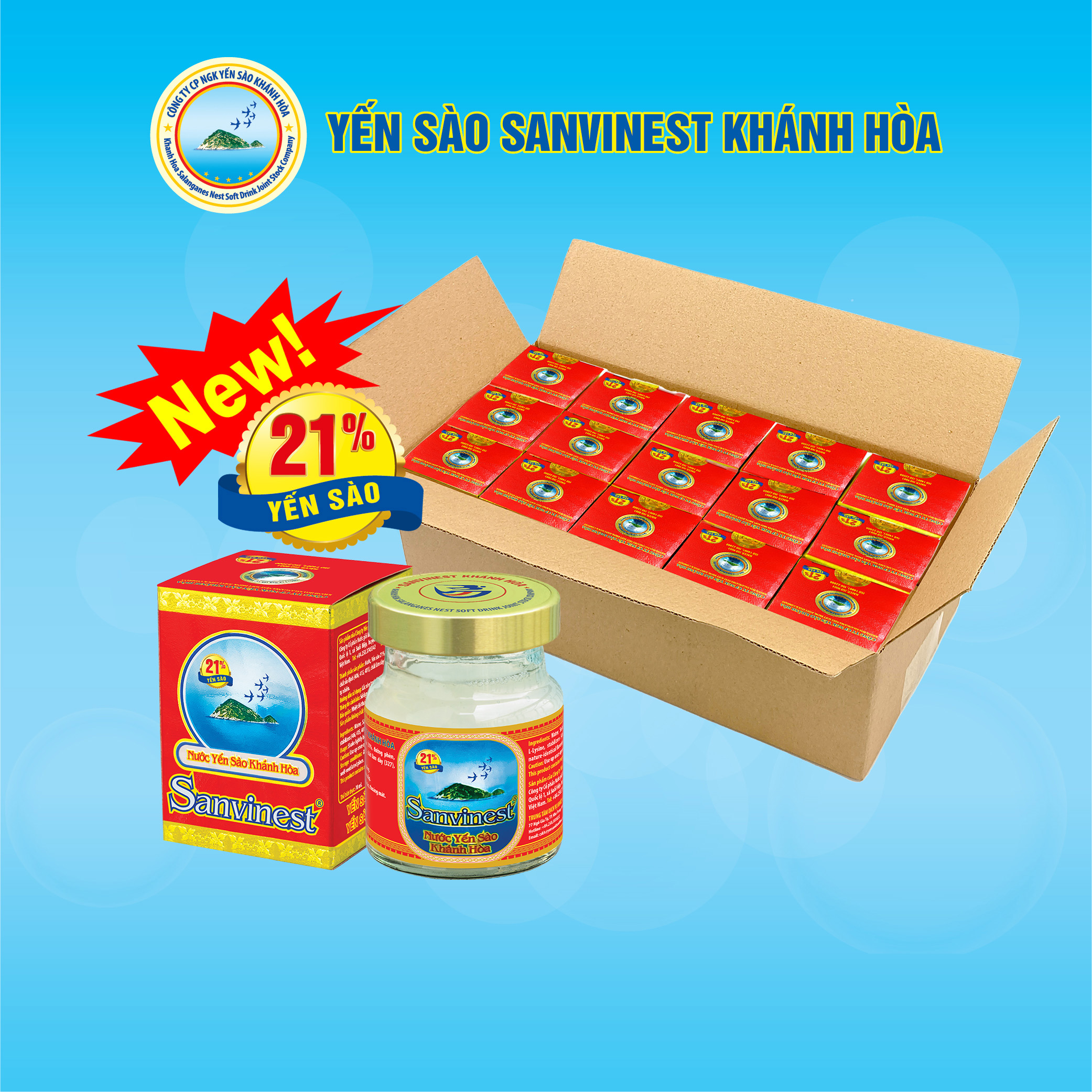 Nước Yến Sào Khánh Hòa Sanvinest Có đường Lọ 70ml, Yến sào 21% |COMBO 30 LỌ|. Sử dụng cho mọi độ tuổi, bồi bổ Phục hồi Sức khỏe nhanh chóng.