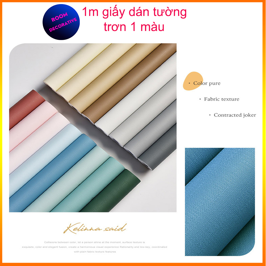 Giấy dán tường trơn 1 màu giá bán 1m x 45cm, giấy dán tường trơn nhám, giấy dán tường trơn sang trọng, giấy dán tường 1 màu, giấy dán tường phòng ngủ 1 màu, decal dán tường, decor bàn học - ROOM DECORATIVE