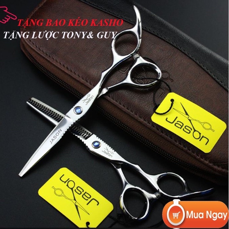 Bộ 2 kéo cắt tóc jason 01 tặng ngay 01 bao kéo kasho, 1 lược