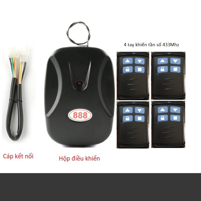 Điều khiển cửa cuốn 888 kèm 4 tay khiển tần số 433Mhz