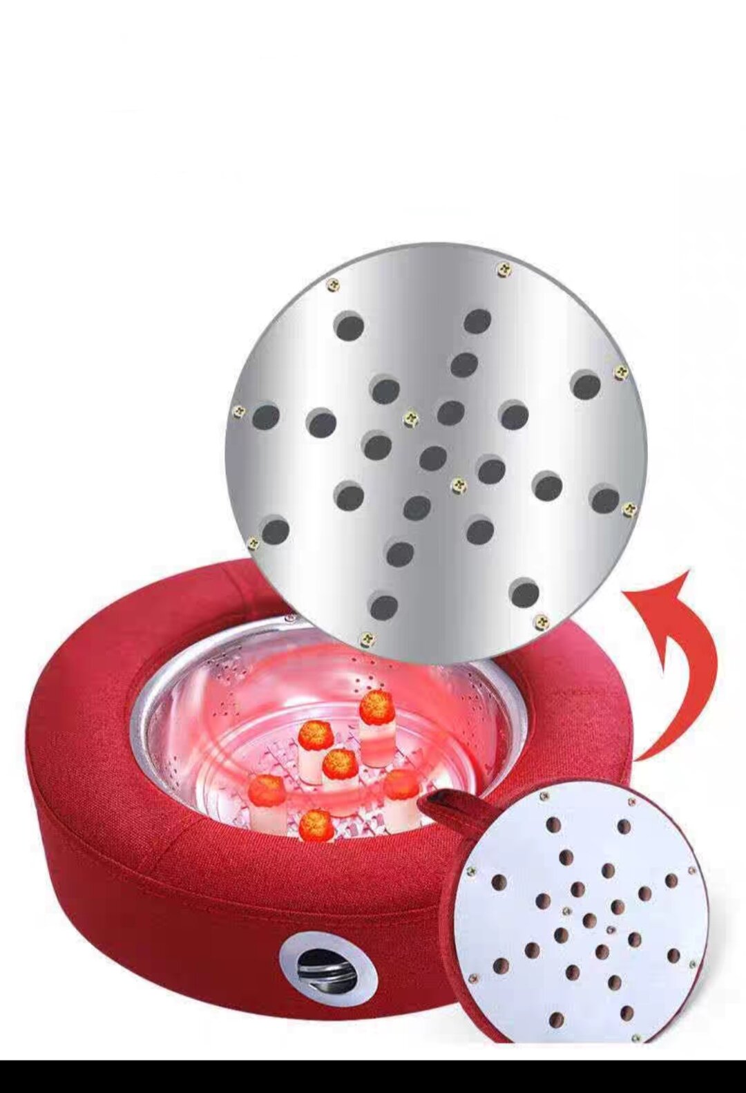 Đệm ngồi xông ngải cứu.Đệm xông cứu ngải có nút điều chỉnh nhiệt độ