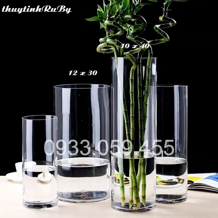 Bình Cắm Hoa Thủy Tinh Trụ Cao 40cm, Bình Bông Thủy Tinh Trang Trí , Lọ Hoa Hình Trụ, Trụ đổ đèn cầy, trụ ống tròn thủy tinh
