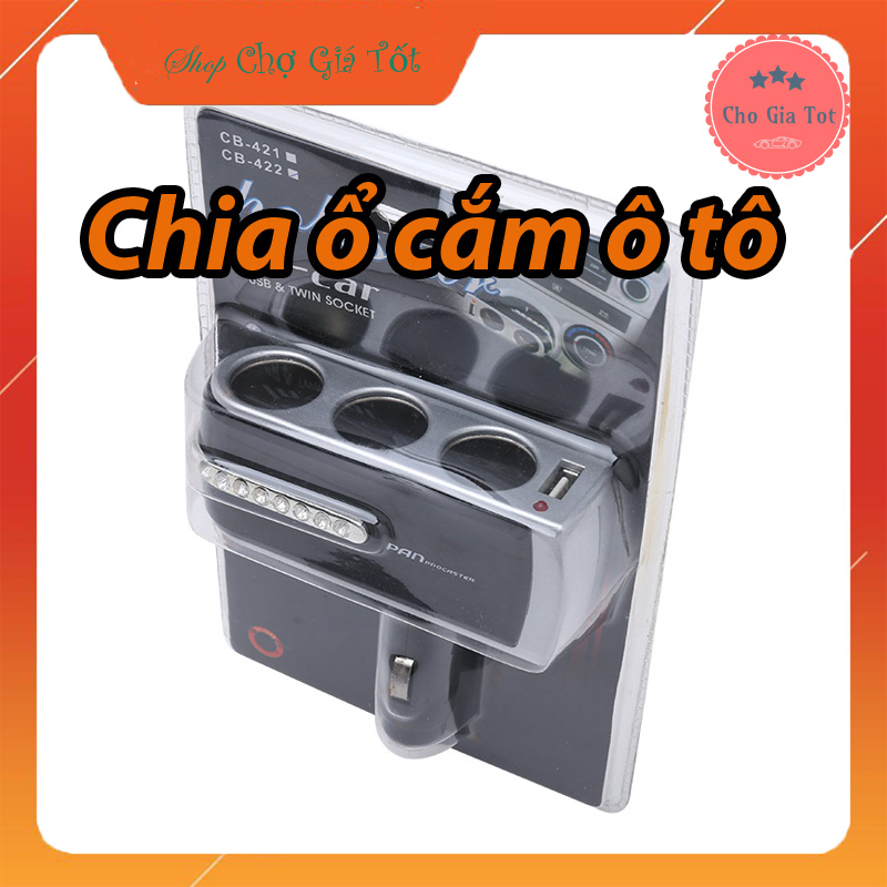 Bộ chia tẩu sạc chia ổ cắm 12V-24V cổ gập ô tô xe hơi