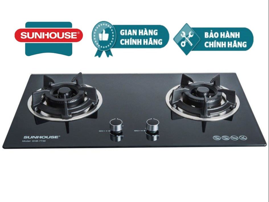 Bếp gas âm sunhouse shb 7736 chính hãng mới 100% +tặng dây gas-đánh lửa ic-cảm ứng ngắt gas tự động -bh 24 tháng