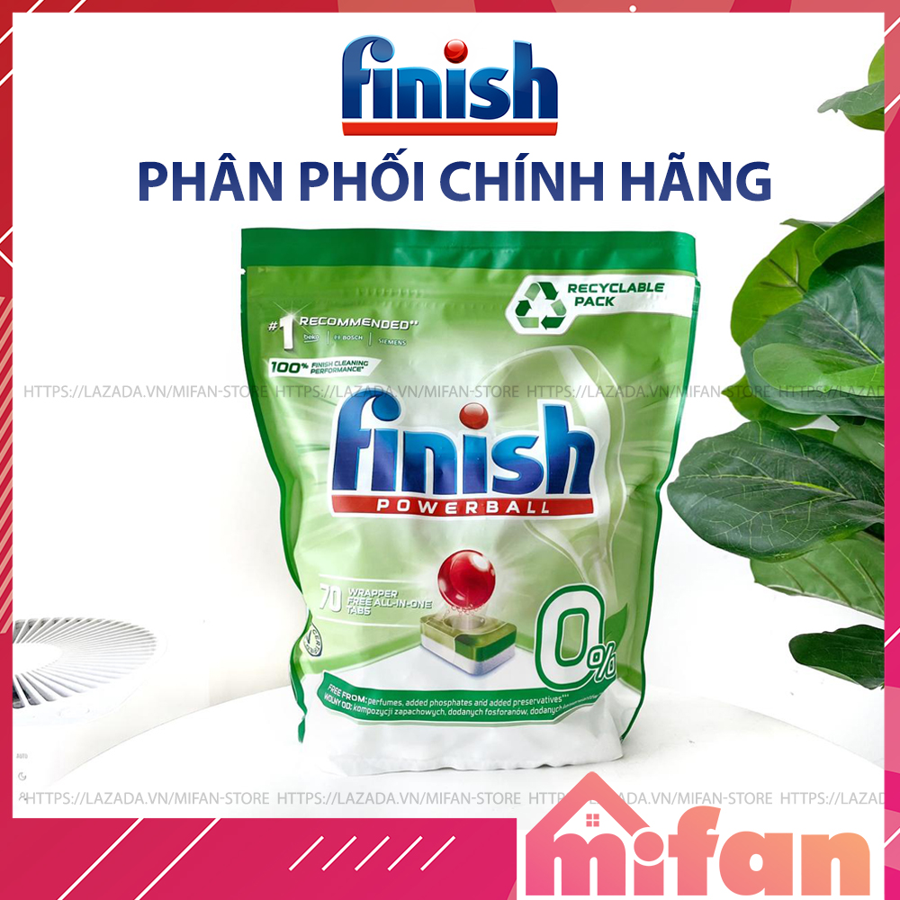 Viên Rửa Bát Finish Eco 0% 70 viên - Viên Rửa Chén Sinh Học An Toàn Không Hoá Chất - MIFAN PHÂN PHỐI CHÍNH HÃNG