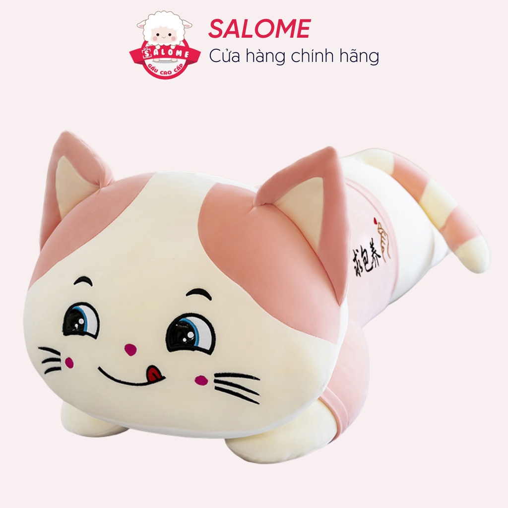 Gấu bông con mèo liếm mép salome tp hcm, thú nhồi bông mèo gối ôm qùa tặng cao cấp vải miniso