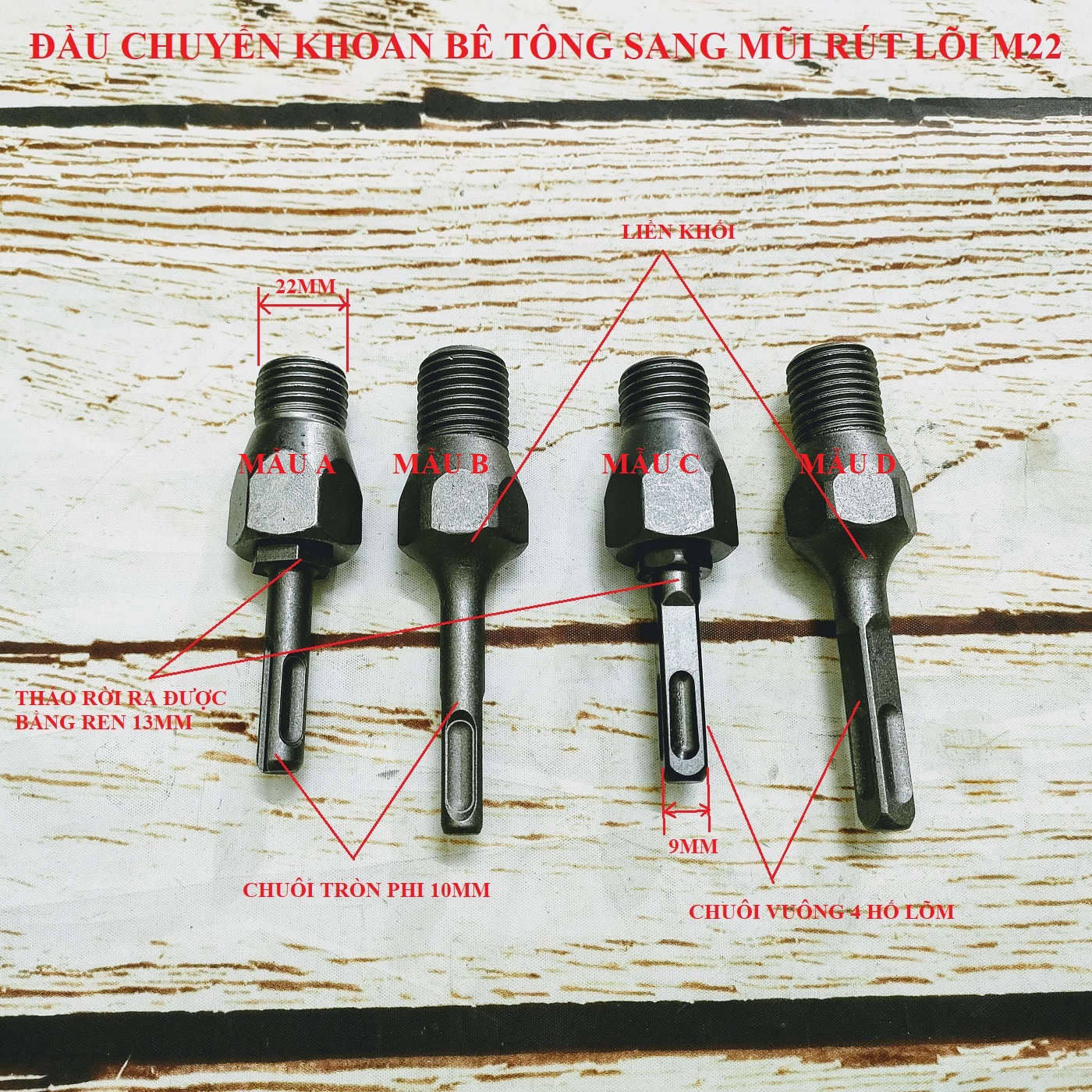 SV Đầu chuyển khoan bê tông sang rút lõi M22