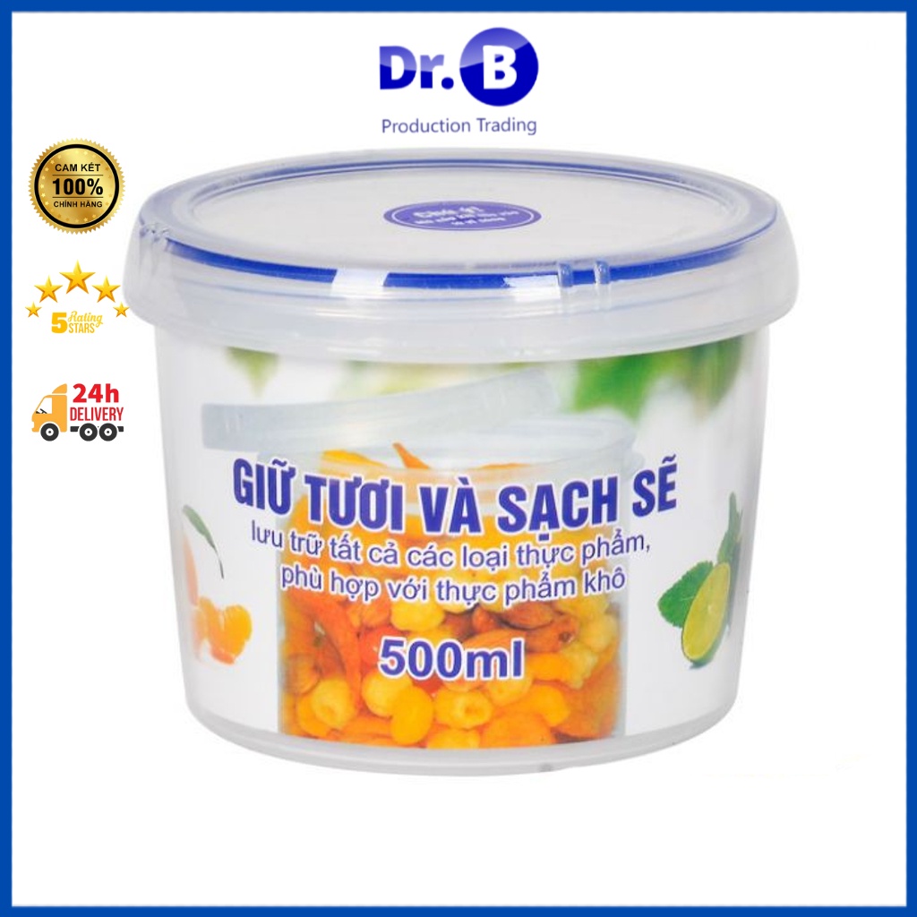 Hộp đựng bảo quản thực phẩm 1000ml Song Long Plastic Four Lock nhựa tròn
