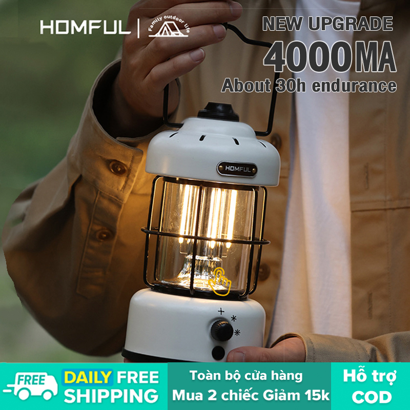 Homful ngoài trời cắm trại đèn lồng trang trí có thể sạc lại Lều đèn lồng Baolian đèn lồng xách tay retro ngựa đèn lồng treo đèn lồng ot0176