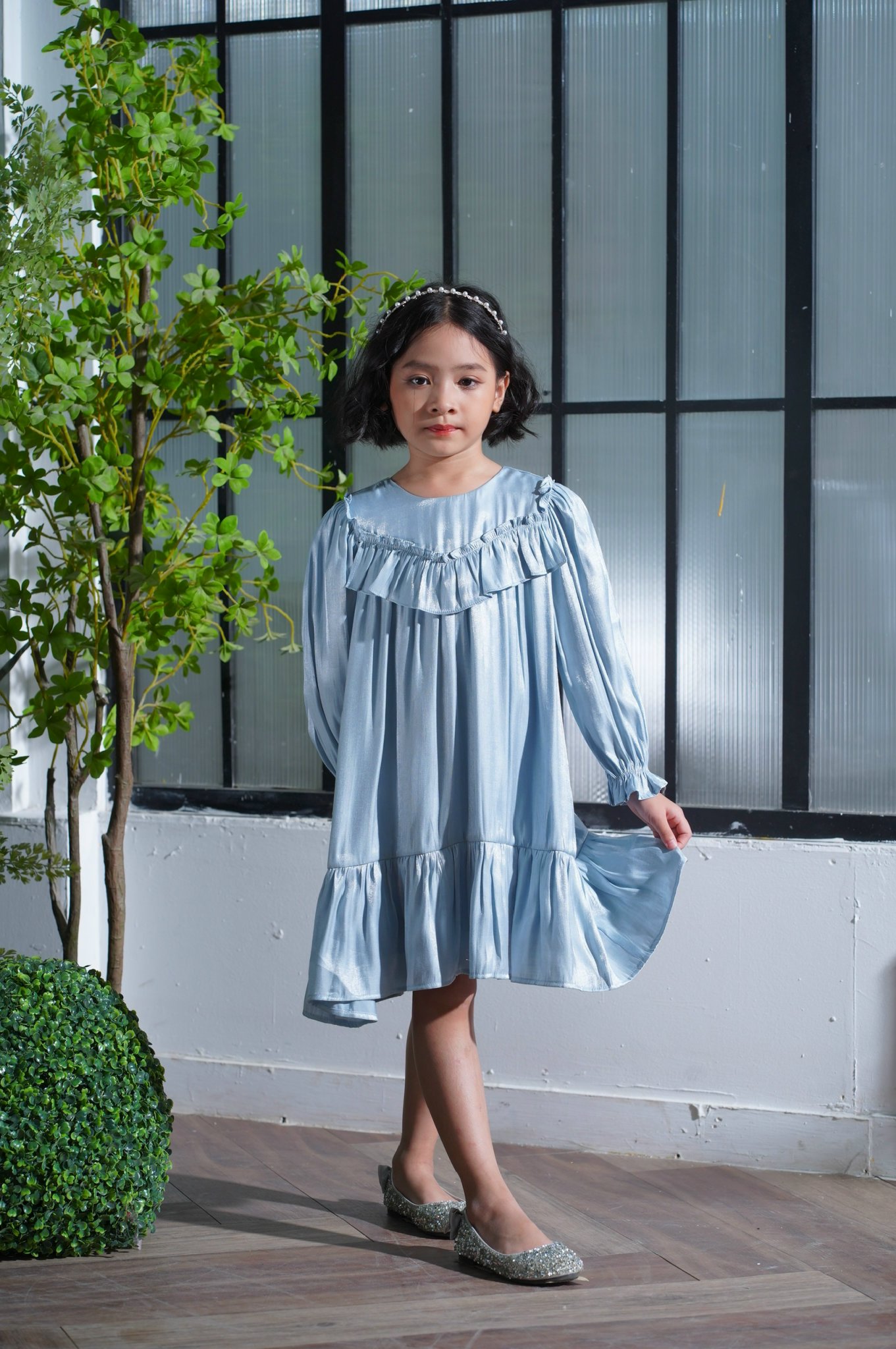 Váy Thu Đông Cao Cấp Crown Space CK Fashion Dress, Áo Dài Dành Cho Bé Gái CKGL5822301.