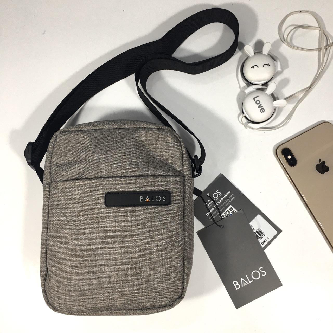 Túi Đeo Chéo Balos MINIBAG L.Grey - Túi chéo vai Thời Trang đa năng đựng điện thoại bóp ví đi du lịch màu xám chống thấm sản xuất tại Việt Nam bảo hành 5 năm, Túi chéo này quai nam nữ đều sử dụng được