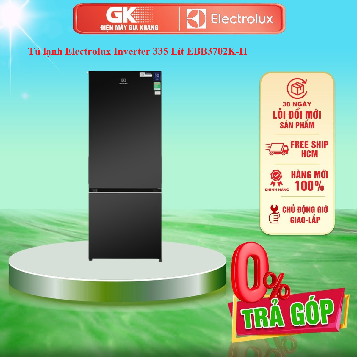 Tủ lạnh electrolux inverter 335 lít ebb3702k-h - giao toàn quốc - freeship hcm