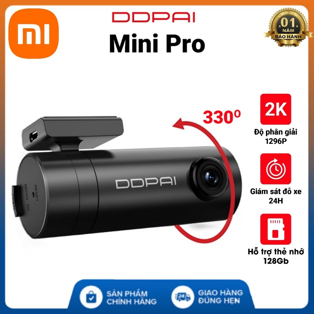  Camera Hành Trình Ô Tô Xiaomi DDPai Mini Pro Phiên Bản Quốc Tế - Camera Hành Trình Độ Phân Giải 2K Siêu Sắc Nét - Góc Quay Rộng Ống Kính Xoay 330 Độ - Quay Ban Đêm Có Màu - Bảo Hành 12 Tháng 