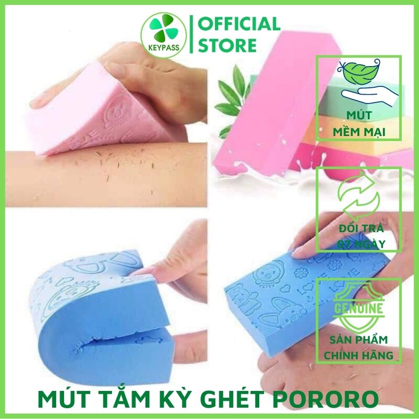 Mút tắm kì ghét Hàn Quốc PORORO nhiều màu dễ thương, đồ dùng nhà tắm, phụ kiện vệ sinh cơ thể, dụng cụ kì lưng. keypass