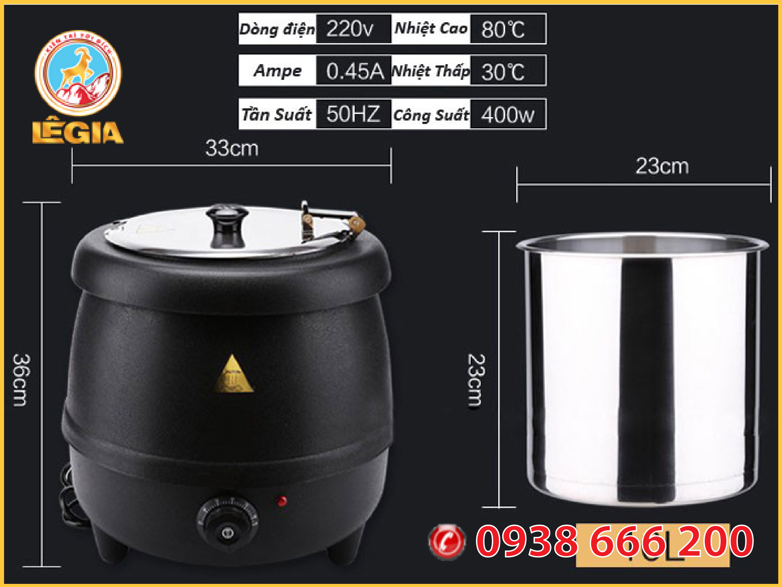 Nồi ủ trân châu vỏ gang 10l