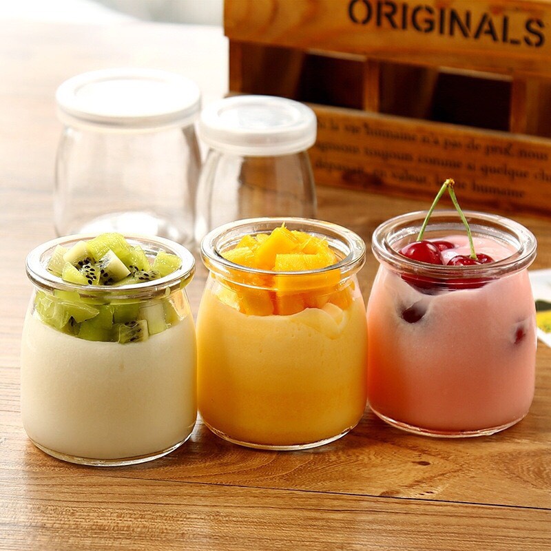 Combo bộ 12 hũ thủy tinh - Hũ thủy tinh làm sữa chua có nắp 100ML