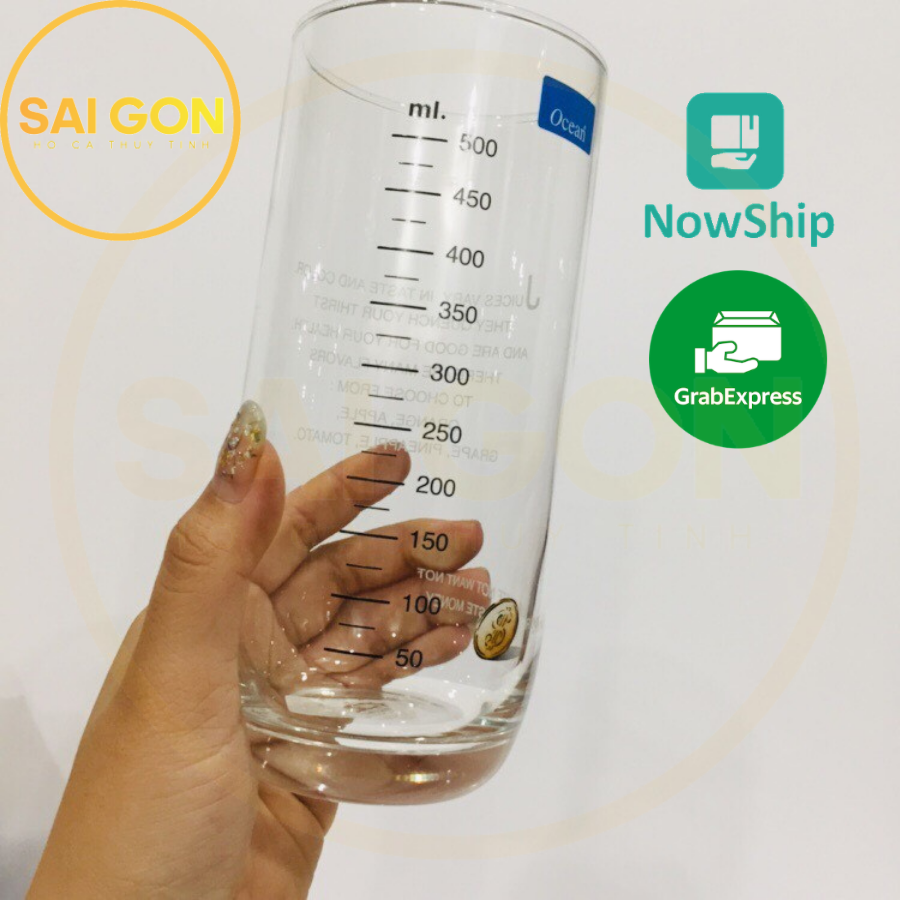 1 Ly chia vạch - ly thuỷ tinh đo lường OCEAN 500ML - ly khổng lồ xuất xứ Thái Lan dung tích 625ml MH-L025