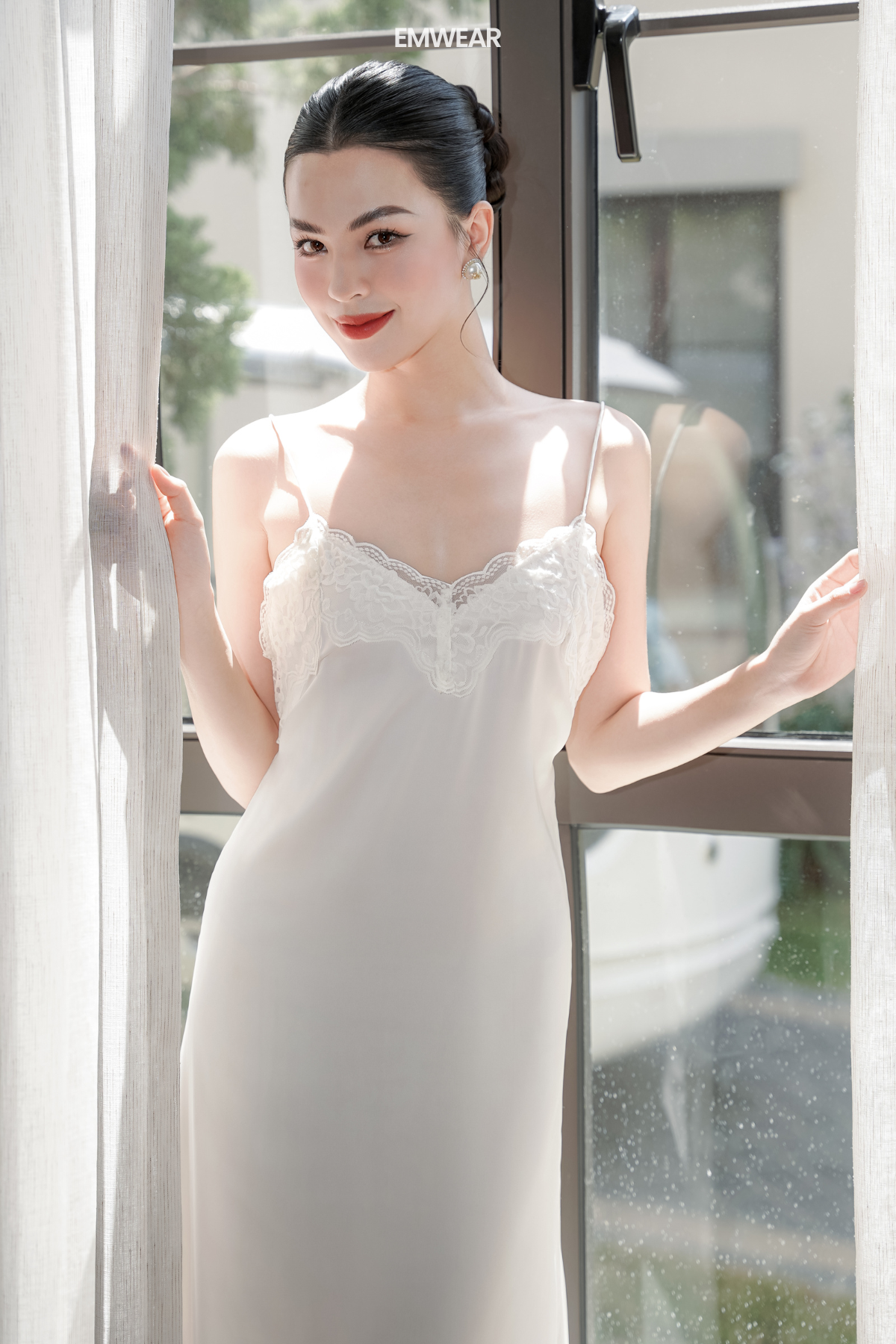 Đầm ngủ voan dài cao cấp viền ren đẹp cho nữ brimstone