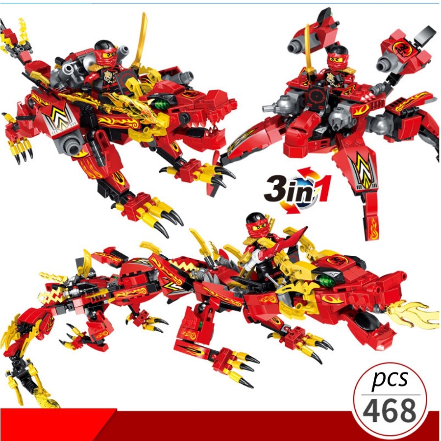 ❖¤❈  [468 Chi Tiết] Bộ Đồ Chơi Xếp Hình Lego Ninja Rồng Cho Bé ninjago Lego Dragon