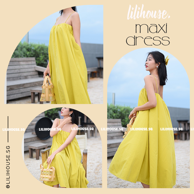Đầm maxi 2 dây , Váy maxi hở lưng vải cotton mềm mịn siêu mát họa tiết trơn mặc đi biển
