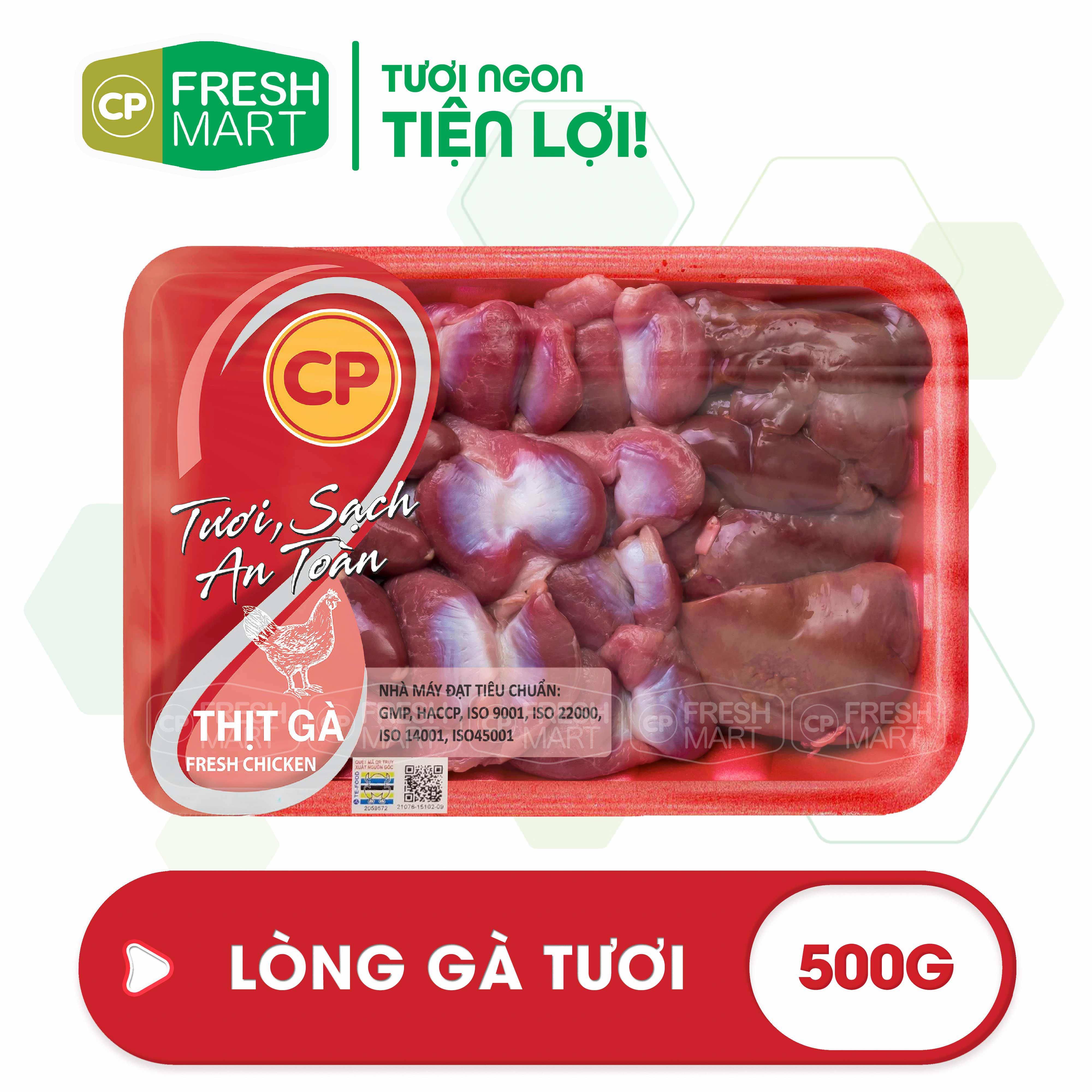 Lòng gà sạch tươi cp 500g bao gồm tim, gan và mề gà - thịt gà cp foods - tươi ngon tiện lợi - cp fresh mart