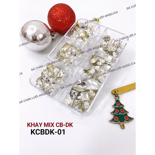Khay 100v Đá khối mix Đá chân bằng Angelica- Phụ kiện đồ nail Thanh Tuấn