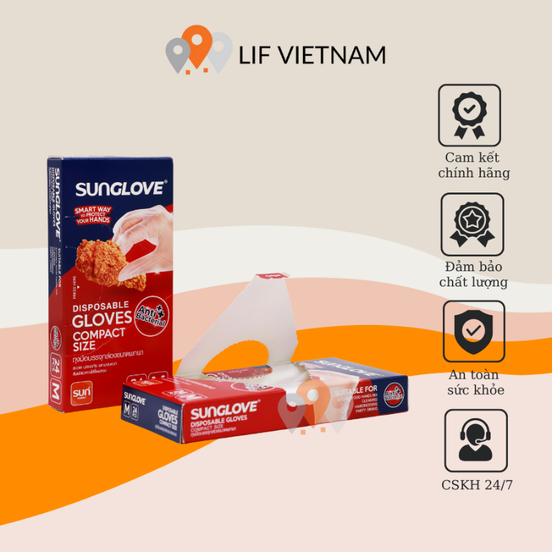 [Hàng ThaiLan] Găng Tay Kháng Khuẩn Làm Bếp - 100% Nhựa Nguyên Sinh - SunGlove Anti Virus