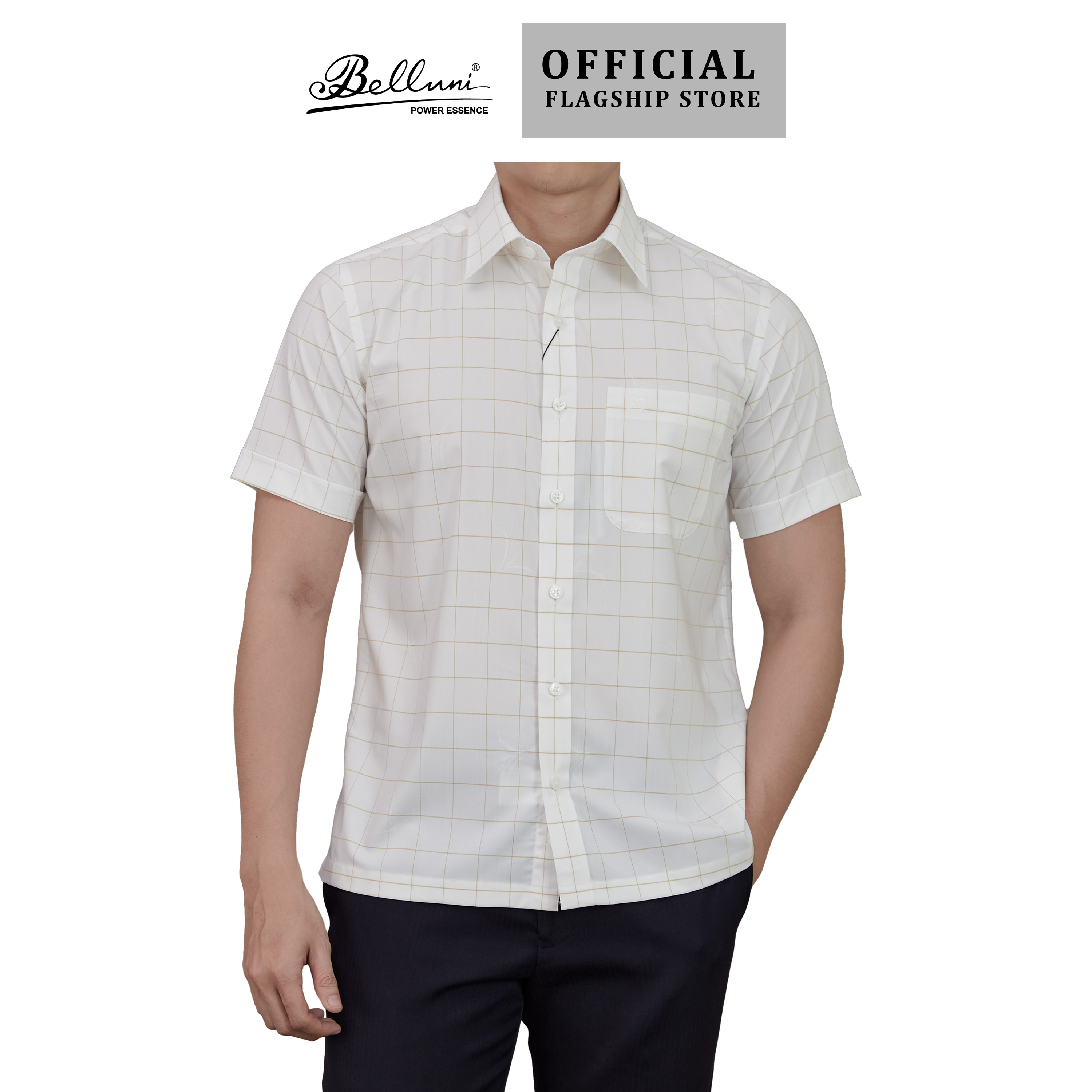 [New Arrival] - Áo sơ mi nam ngắn tay cao cấp BELLUNI vải sợi tre - ABN.BPS.BE.271.W2