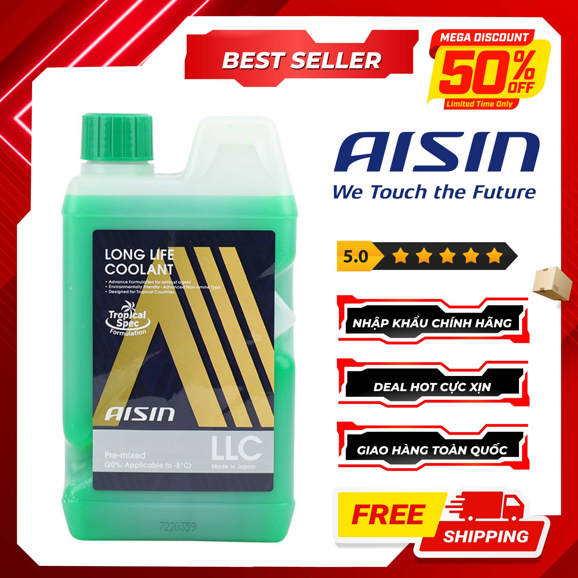 Nước Làm Mát Động Cơ Màu Lá AISIN LCPM20A1LG 1L - Nhập Khẩu Chính Hãng