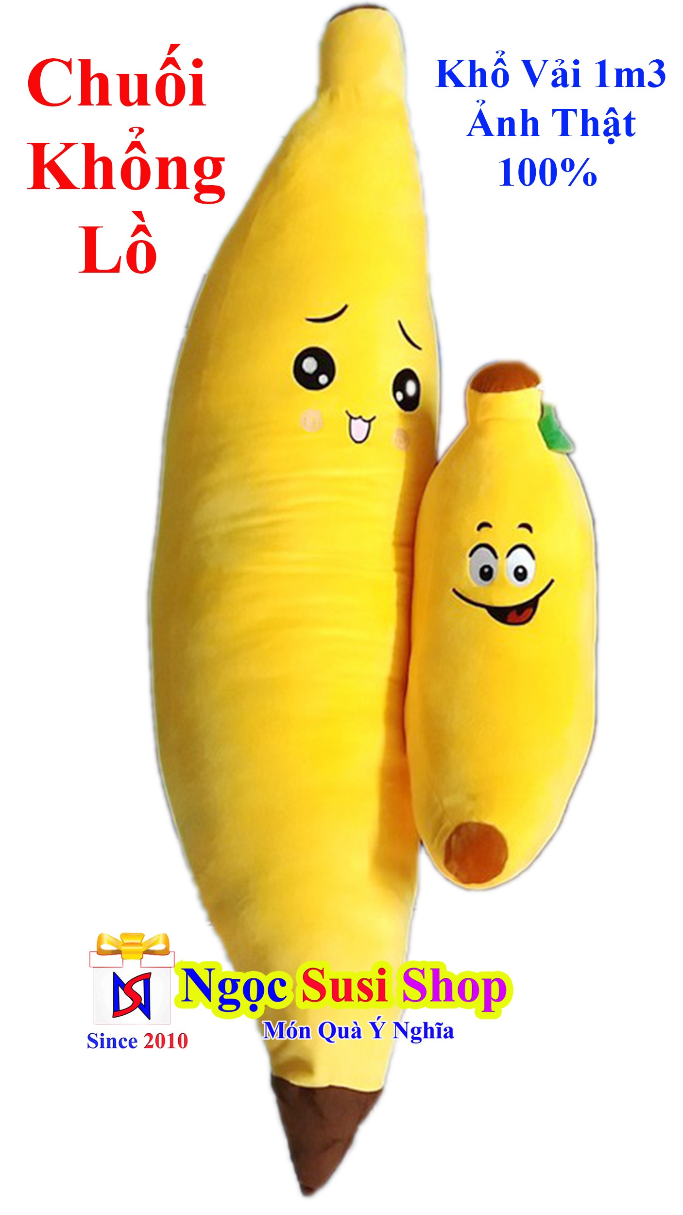 GỐI ÔM THÚ BÔNG TRÁI CHUỐI CUTE Đại Khổng Lồ Khổ Vải 1m3 CAO CẤP DỄ THƯƠNG - Giá Cực Sốc