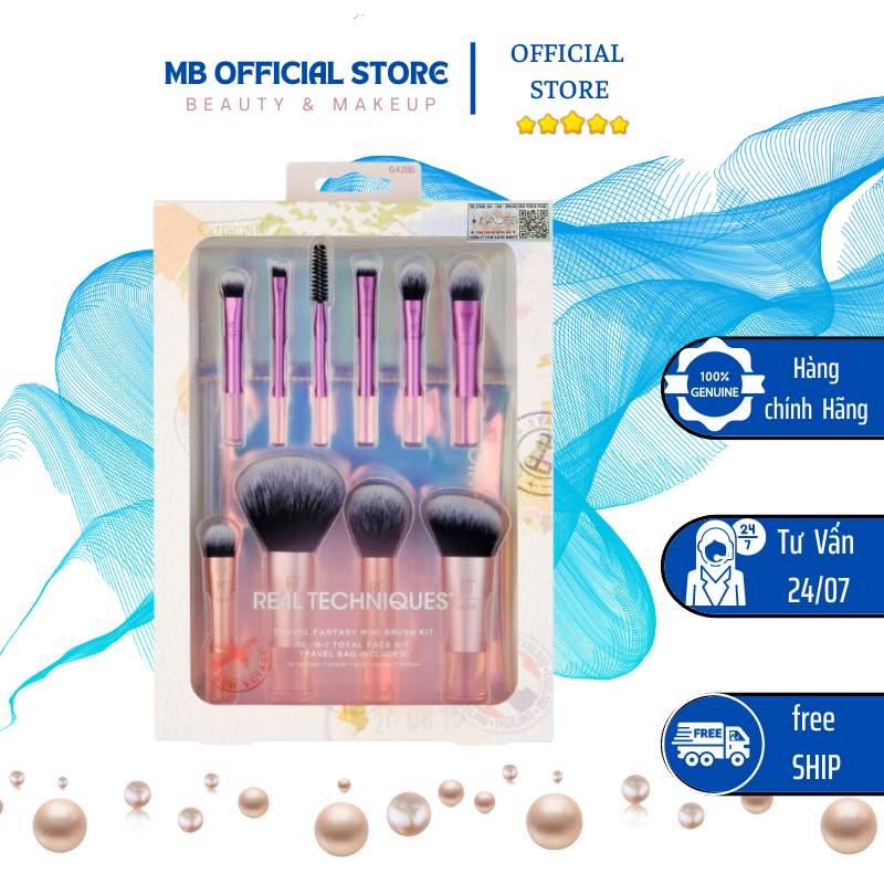Bộ Cọ Trang Điểm Cá Nhân 10 Cây Real Techniques Travel Fantasy Mini Brush Kit