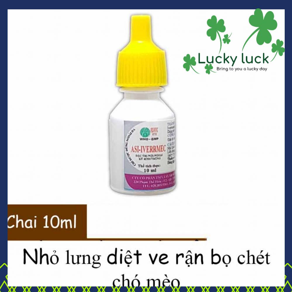 [HCM]Thuốc nhỏ sống lưng trị ve ghẻ bọ chét cho thú cưng - Asi ivermectin 10ml