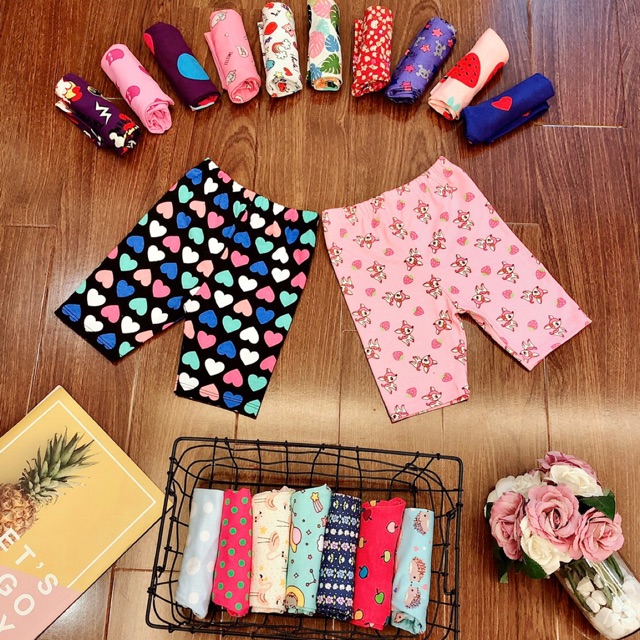 Quần legging lửng chất cotton 4 chiều cho bé gái.