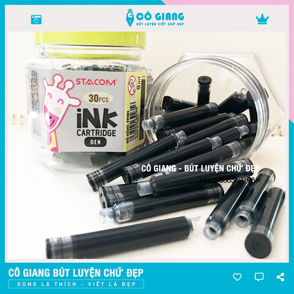 Ống Mực Bút Máy Ống Mực Thay Thế Nhanh Khô Hộp 30 Ống