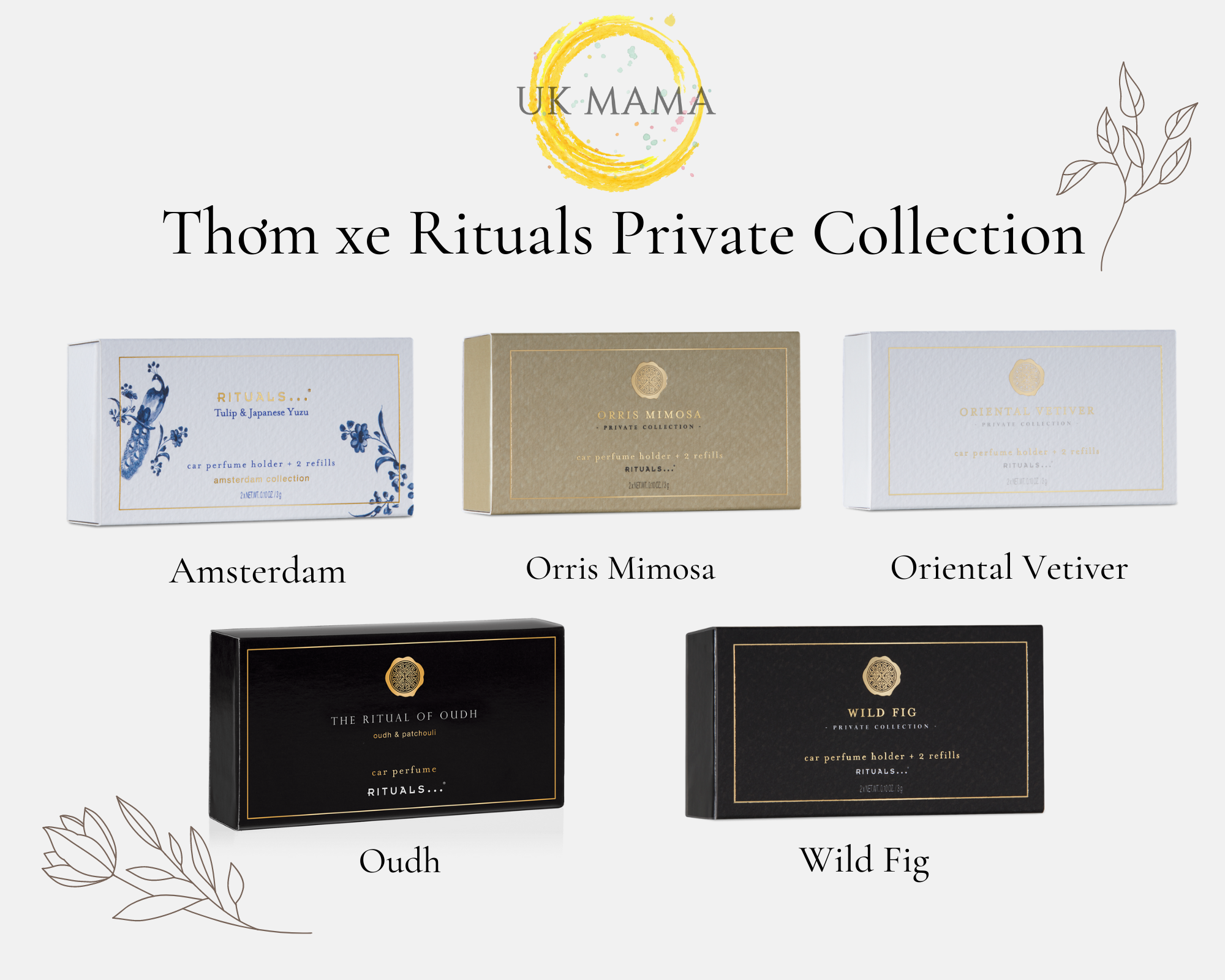 Sáp thơm xe ô tô cao cấp Rituals dòng Private Collection kẹp cửa gió nhập khẩu chính hãng từ UK