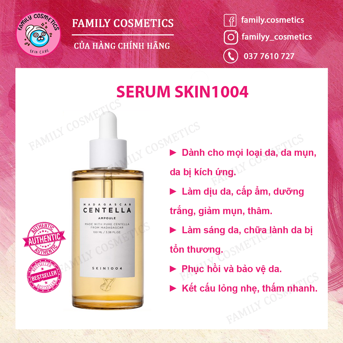Tinh chất serum rau má giảm mụn phục hồi da SKIN1004 Madagascar Centella Ampoule 55ml/100ml