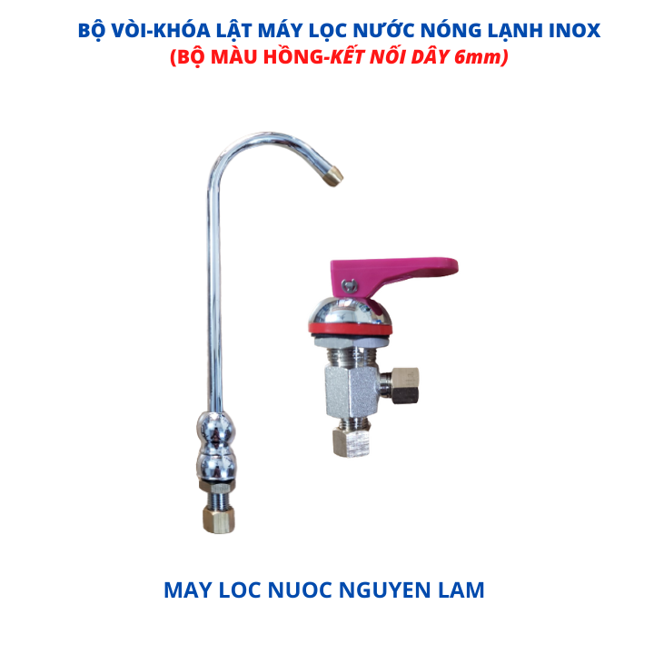 (HCM) Bộ Vòi Và Khóa Nước Nóng Lạnh-Kết Nối Dây 6mm