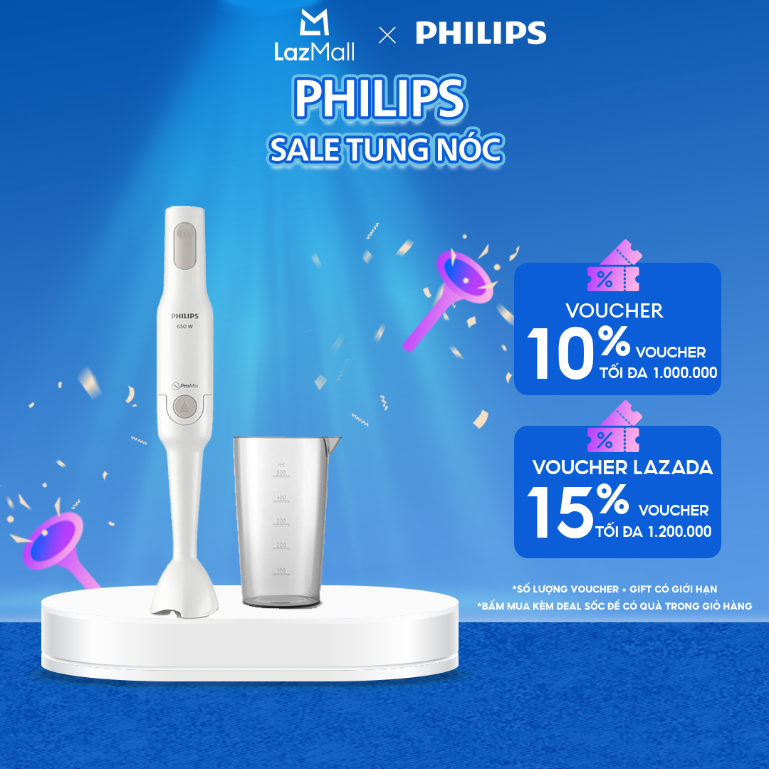 Máy Xay Sinh Tố Cầm Tay Philips Promix HR2531/00 (Trắng)-Hàng Phân Phối Chính Hãng